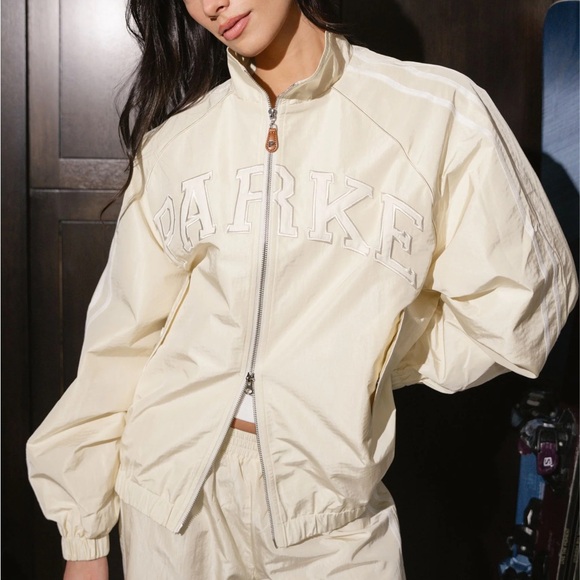 PARKE Varsity Nylon Jacket Buttercream NWT - Picture 2 of 5